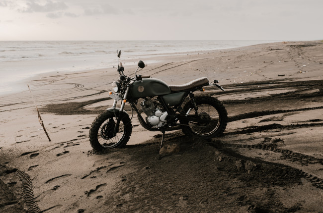 Custom Motorcycle on Beach