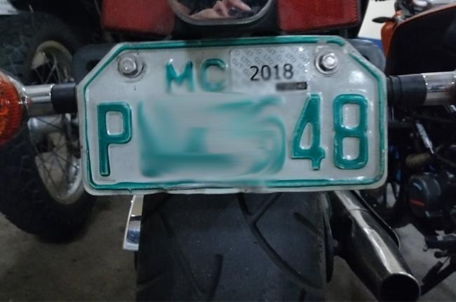 Motorcycle plate 1